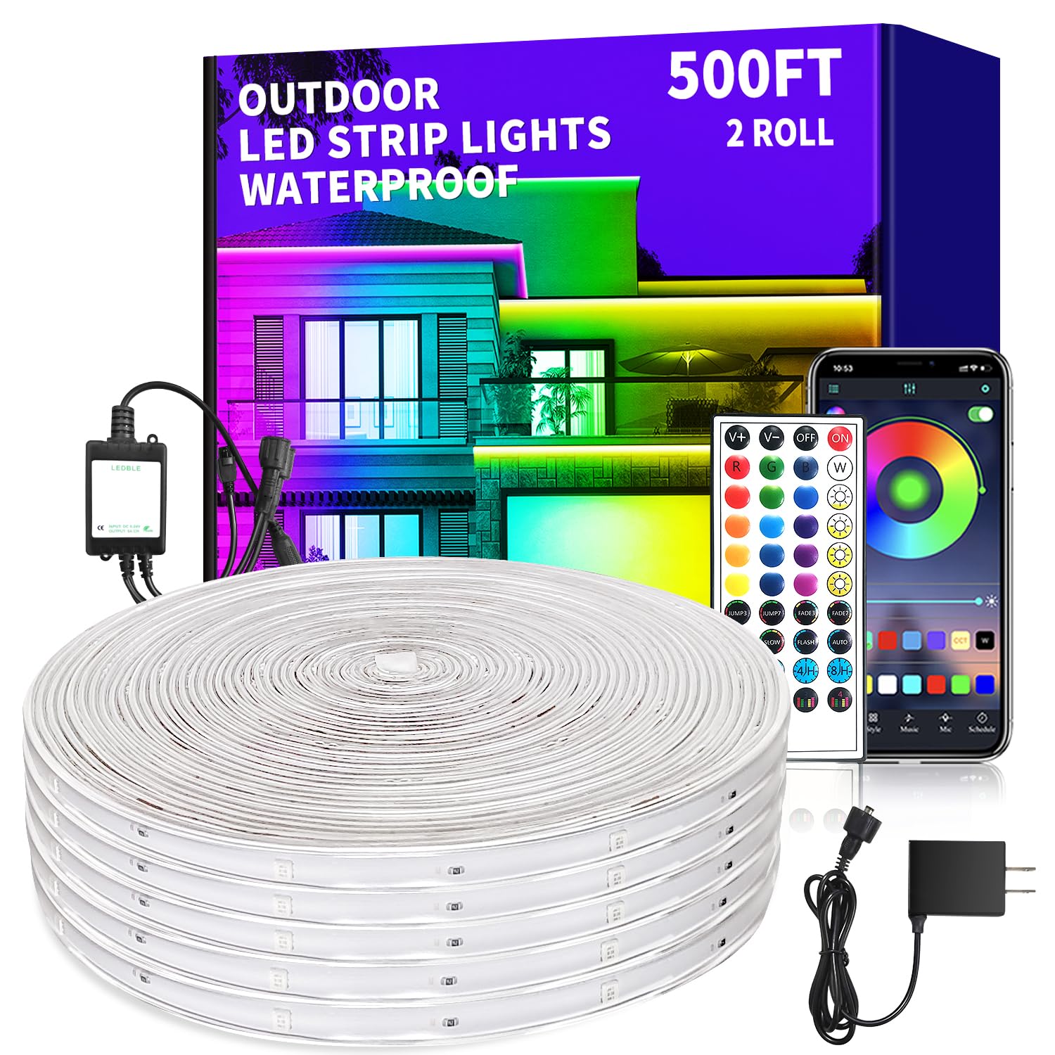 Amazon.com: vimeepro 500Ft Outdoor Waterproof LED Strip Lights